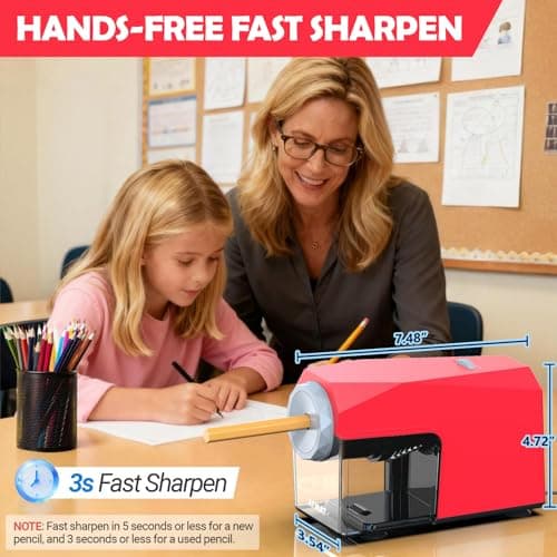 AFMAT Electric Pencil Sharpener, Fast & Hands-Free, 10K+ Uses, 5 Nibs, Fully Automatic Pencil Sharpener for Classroom, Heavy Duty Sharpeners for No.2/Jumbo/Colored Pencils (φ6.5-10.5mm) US Plug(120V) - Thumbnail 4