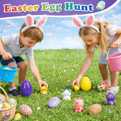 24PCS Prefilled Easter Eggs with Toys Inside - Gumball Machine Style Easter Egg Hunt Game with Mixed 3 Surprise Egg Sizes, Toy-Filled Easter Eggs for Kids, Easter Gifts, Party Favors & Basket Stuffers - Thumbnail 5