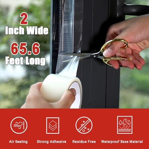 Dstorelhp Window Sealing Tape Transparent, 2-Inch x 22 Yards (5cm x 20m) Clear Window Draft Isolation Sealing Tape, No Residue - Thumbnail 2