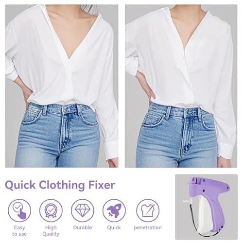 Portable Stitch Gun for Clothes, Micro Handheld Quick Clothing Fixer & Stitchy Tagging Gun, Sewing Kit with 6 Needles, 1000 Black & 1000 White Fasteners - Thumbnail 3