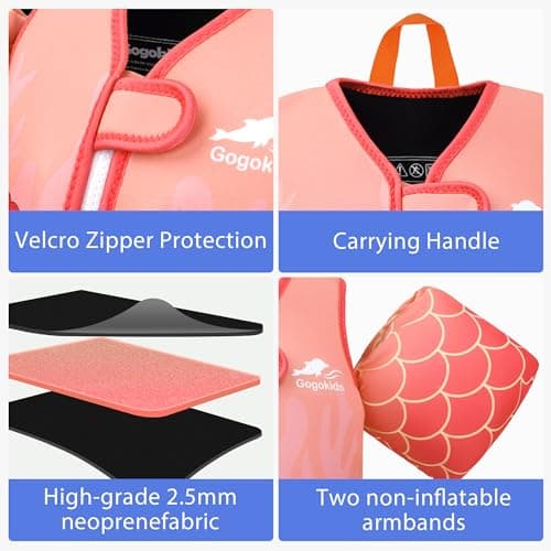 Gogokids Toddler Swim Vest Pool Floats for Kids 30-40-50-60-70 lbs, Kids Swimming Jacket[Stable Buoyancy & Comfort Wear] Puddle Float Jumper Swim Arm Floaties Bands Water Wings for Boys Girls Swimmies - Thumbnail 3