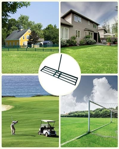 Lawn Leveling Rake,Stainless Steel Lawn Leveler with 45”x10” Ground Plate, 78” Adjustable Long Handle, Heavy Duty Large Level Yard Tool for Grass, Golf Field, Level Soil or Dirt Ground Surfaces-Green - Thumbnail 6