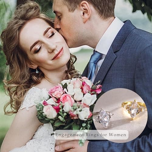 Fimewon Silver Rings for Women Non Tarnish Dainty 2CT Marquise Ring Birthday Gifts for Mom Size 9 - Thumbnail 5