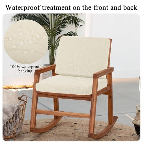 HEBE Stretch Patio Cushion Covers Set 8pcs,Waterproof Outdoor Couch Covers Replacement,Washable Reusable Seat Cushion Slipcovers for Patio Furniture Protector,Chair Cushion Cover - Thumbnail 5