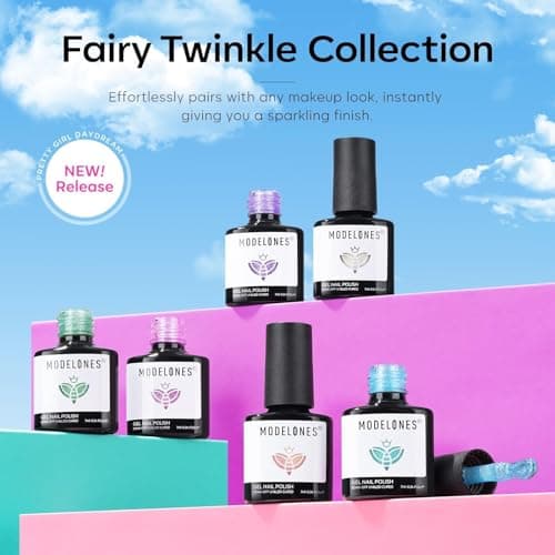 modelones Gel Nail Polish Set, 6 Colors 2026 Spring Pastel Easter Candy Mermaid White Pink Glitter Gel Polish Baby Blue Purple Galaxy Sparkle Shimmer Pearl Nail Polish Soak Off LED Nail Art DIY Gift - Thumbnail 6