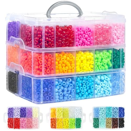 Itopstar Pony Beads Bulk for Jewelry Making, 30+ Colorful 10000+Perler Beads for Bracelets, Necklaces & Crafts, Premium Plastic Beads Kit - Image 1