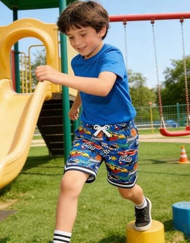 Cozople Blue Shorts for Boys Athletic Shorts Lighweigh Quick Dry Running Shorts with Pockets Casual Daily Wear - Thumbnail 3