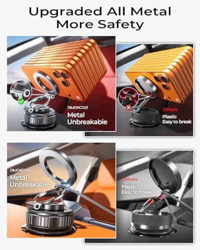 Magnetic Phone Holder for Car 2026 Heavy Duty Model [All Metal] 360° Adjustable Vacuum Suction Car Magsafe Phone Mount Cell Phone Holders for Your Car for iPhone 17 16 Pro Max 15 14 13 12 Plus - Thumbnail 4