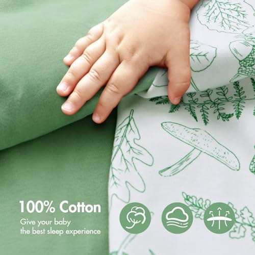 ANYEDDE 2-Pack Newborn Swaddle Sleep Bag - Baby Swaddle 0-3 Months, Arms Up Swaddles with Cuff Removable Design, Green Leaves, 100% Cotton Newborn - Thumbnail 4