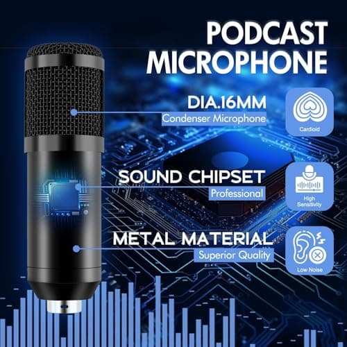 ALSO GO Upgraded Podcast Equipment Bundle for 2, Podcast Equipment with BM-800 Microphone & V8s Sound Card, Podcast Microphone Bundle for Podcasting, Recording, Singing, Streaming and Gaming - Thumbnail 2