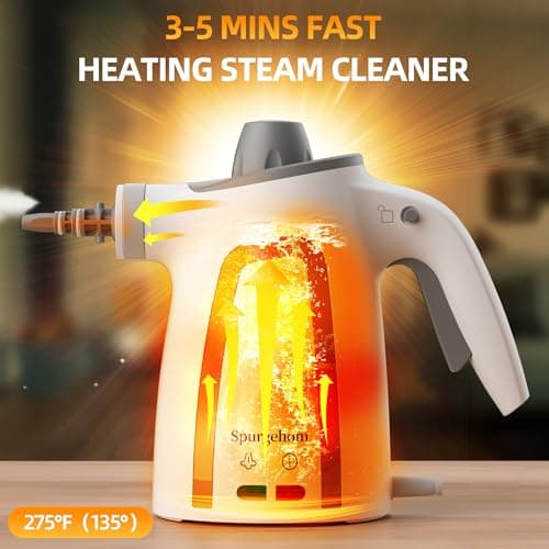 Spurgehom High-Pressure Steam Cleaner 1050W Fast Heating, 11-in-1 Multi-Surface Steamer with Safety Lock & 8 Accessories – Dirty-Free for Floors, Windows, Cars - Thumbnail 2