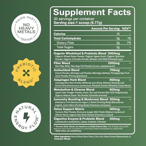 TrueSeaMoss Super Greens Powder with Matcha for Digestive & Gut Health – 25 Superfoods with Probiotics, Prebiotics, Enzymes & Sea Moss – Vegan Superfood Powder for Bloating & Regularity - 30 Servings - Thumbnail 2