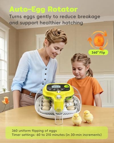 Incubators for Hatching Eggs, 2026 Upgraded 16 Eggs Incubator with Automatic Turner, Digital Temperature Control & Humidity Display and Led Candler, Poultry Hatcher for Chicken, Duck, Quail, Birds - Thumbnail 4