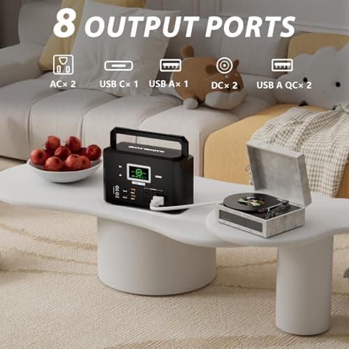 200W Portable Power Station (400W Peak), Mormluck Solar Generators with 110V AC Outlet（No Solar Panel）, 32000mAh Lithium Battery for Home Backup, Outdoor Adventures, and RV Emergencies - Thumbnail 2