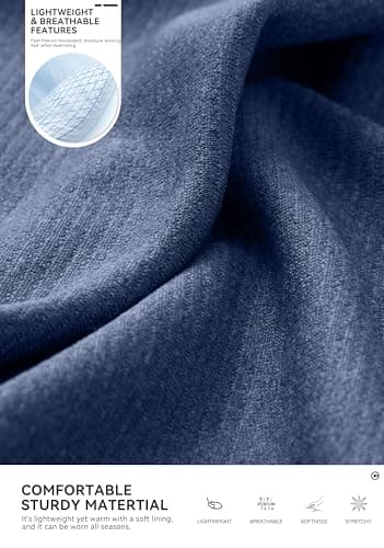Obla Golf Quarter Zip Pullover for Men Mock Neck Sweatshirt Lightweight Sun Protection Men's Long Sleeve Golf Shirt (Deep Blue Melange_L) - Thumbnail 6