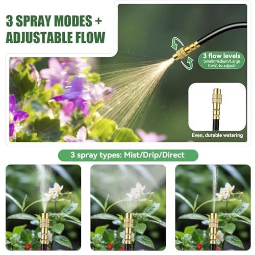 100FT Drip Irrigation Kit System for Garden 360° Adjustable Garden Sprinklers for Yard Watering System with 18 Nozzles Raised Bed Greenhouse Plant Watering Devices Misting System - Thumbnail 3
