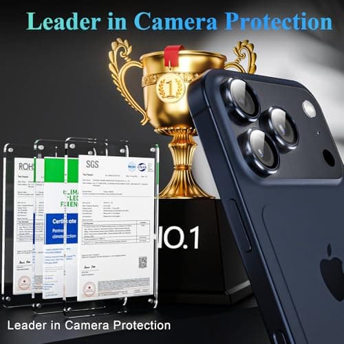 YWXTW Camera Lens Protector for iPhone 17 Pro/iPhone 17 Pro Max, [1 Step Installation Tray] Tempered Glass Screen Protector Metal Individual Camera Cover Accessories Case Friendly (Deep Blue) - Thumbnail 2