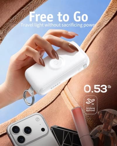 RORRY Flow Portable Charger, 10000mAh 40W Fast Charging Power Bank with Built-in USB C Cable and Foldable Wall Plug, Battery Pack Travel Essentials for iPhone 17/16/15, Apple Watch, iPad, MacBook - Thumbnail 3