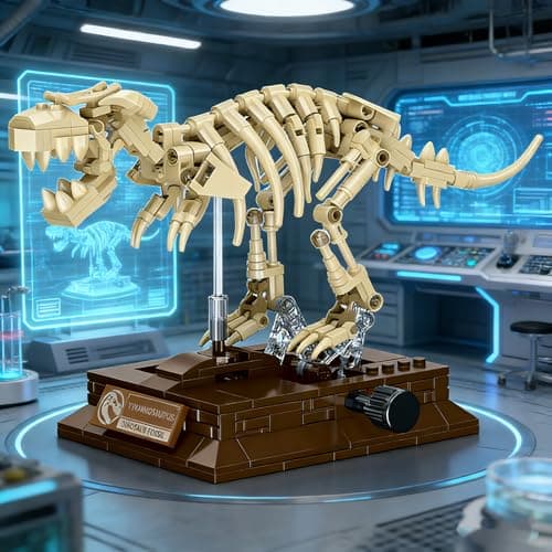 FRIMNS T. Rex Skull Dinosaur Fossil Skeleton Building Set, Movable Dinosaur Fossil T. Rex Model Kit with Tyrannosaurus Rex Display Base, Cool Home Decor Toy Gift for Fossils Lovers and Collectors - Thumbnail 3