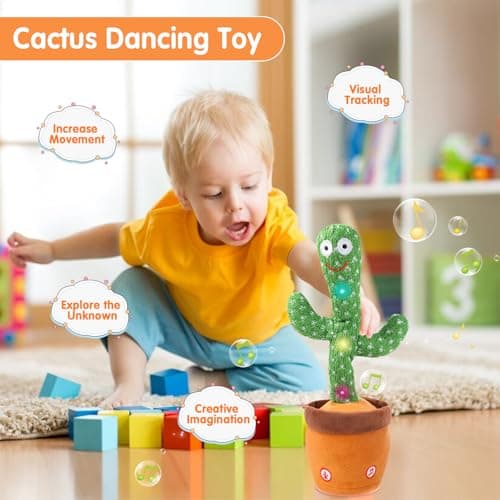 Dancing Cactus Toy for Baby Toddler, Talking Cactus Colorful Glowing Repeating What You Say, Singing Toys 120 Pcs Songs for Baby Gifts - Thumbnail 6