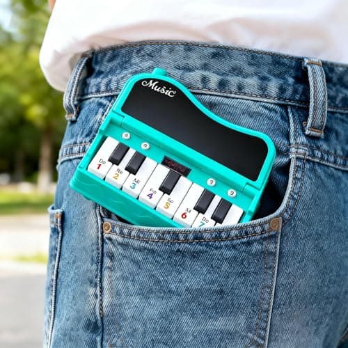 Mini Piano for Kids with Music Notes Guiding- 13 Keys Pocket Travel Keyboard Toy with 7 Modes - Portable Musical Instrument Toys Birthday Gifts 3 4 5 6 Year Old Boys Girls (Blue) - Thumbnail 5