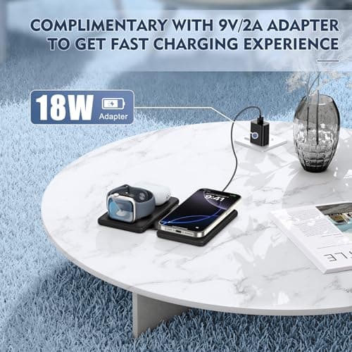 Wireless Charger iPhone - 3 in 1 Charging Station for Apple Devices for iPhone 17 16 15 14 13 12 Pro Max Plus - Foldable Magnetic Charging Pad for Apple Watch Series & Airpods Series - Thumbnail 5