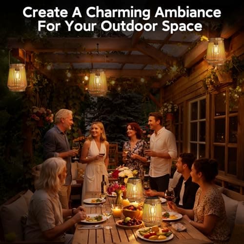 Solar Lanterns Outdoor Waterproof Brighter Up to 12 Hrs Outdoor Hanging Solar Lights, Retro Metal Outside Lanterns Auto On/Off, Solar Powered Lanterns Lighting LED for Garden Patio Yard Decor 2 Pack - Thumbnail 6