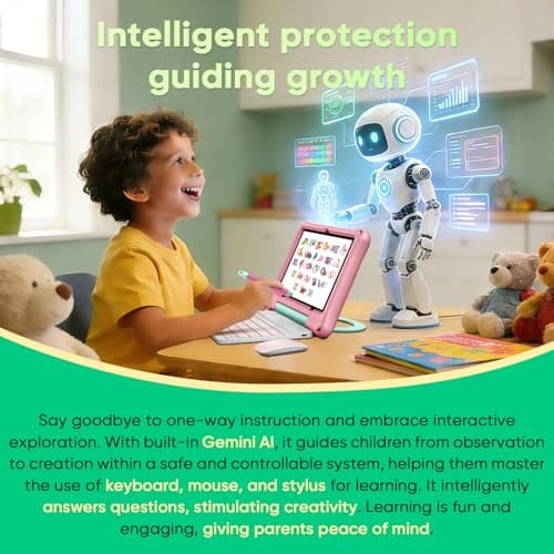 aiprotablet Kids Tablet, Android 16 Tablet for Kids 10 inch Octa-Core 2.2GHz with Case, 30GB RAM 64GB ROM, 2TB Expand, Parental Control, Dual Camera, BT, WiFi, with Keyboard Mouse Stylus, Gift (Pink) - Thumbnail 6