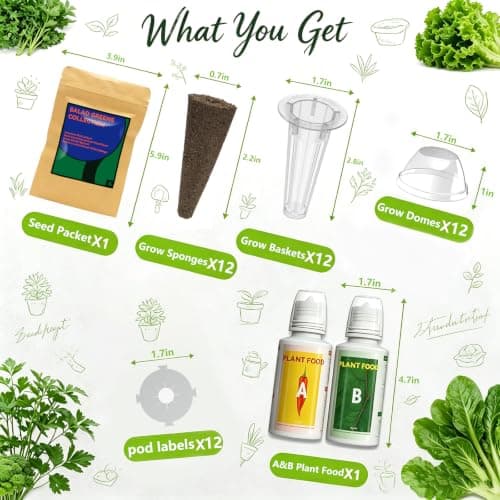 12 Pods Salad Greens Seed Pod Kit for AeroGarden, iDoo, Ahopegarden, Hydroponic Growing System Include 3 Kinds of Lettuce and Cauliflower, Spinach, Cabbage, Chard, 400+ Seeds - Thumbnail 2