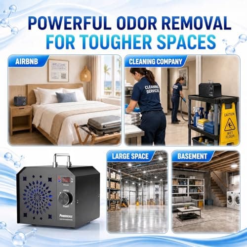 Powerscale OZB2 Commercial Ozone Generator 150,000mg/h for Airbnb Turnovers, Cleaning Business & Large Spaces — Industrial Ozone Machine Odor Removal, Air Purifier for Homes, Offices, Black - Thumbnail 2