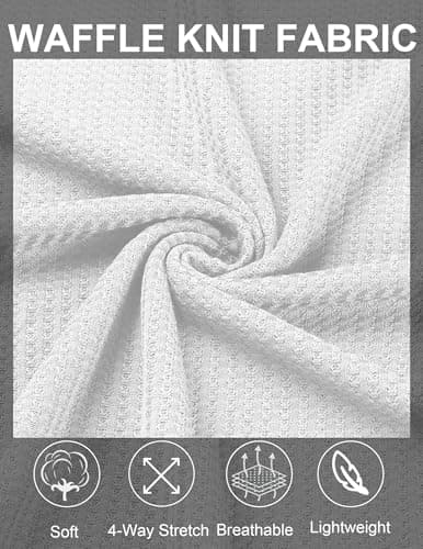 COOFANDY White Waffle Sleeveless Shirts for Men Summer Knitted Tank Top Lightweight Soft Tank Round Neck XL - Thumbnail 5
