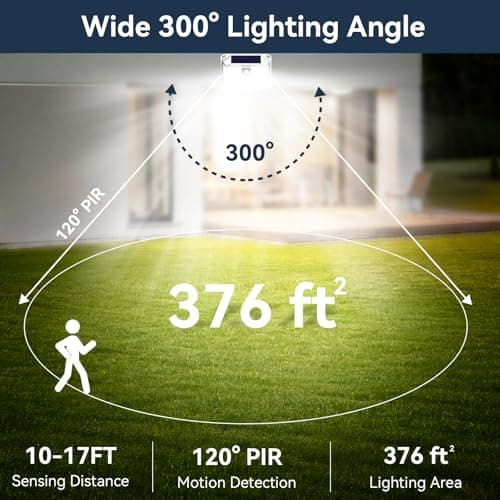 TECKNET 231 LED Solar Motion Lights Outdoor Waterproof, 4 Pack 300° Angle & 3 Lighting Modes PIR Motion Sensor Security Solar Wall Lights IP65 for Fence Front Door Yard Deck Garden Garage - Thumbnail 3