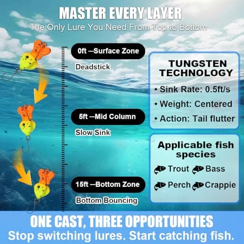 MSIZNX Trout Fishing Lures Kit - 5PCS Micro Finesse Lure Set - Tungsten Weighted Slow Sinking Glide Baits for Bass Panfish Crappie - All Water Column Freshwater Fishing Bait for Lake & River - Thumbnail 2