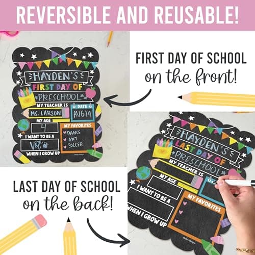 My Last Day of School Sign with Markers -11x14 Back to School Signs First and Last Day, Kindergarten Chalkboard Signs, Pre K Sign Board, Preschool Board, Reusable Photo Prop for Kids - Thumbnail 4