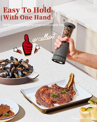 Electric Salt and Pepper Grinder Set with Storage Base, Stainless Steel Rechargeable Salt and Pepper Grinder Set with 4.5 oz Large Capacity, 1.8" Wide Mouth, Adjustable Coarseness, Ideal for Kitchen - Thumbnail 3