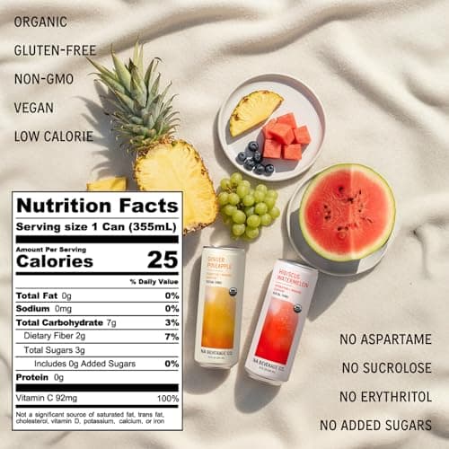 NA Beverage Social Tonic, Non-Alcoholic Functional Mocktails with 2000mg Prebiotic Fiber, Mushrooms & L-Theanine, Ginger Pineapple, 12oz Cans (12 Pack) - Thumbnail 2