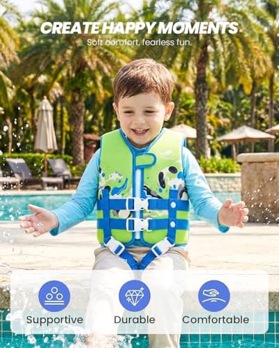 Gogokids Swim Vest for Toddler & Kid 1-2-3-4-5, Adjustable Buoyancy Swimming Vest for Kid Learn to Swim, Toddler Floaty with Removeable Floats and Dual Safety Straps Buoyancy Aid for Pool Beach Puddle - Thumbnail 2