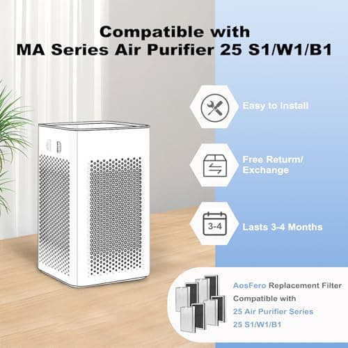25 Replacement Filter Compatible with MA Series Air Purifier 25 S1/W1/B1,3 in 1 Stage with Pre-filter,High-Efficiency Core Layer,and Activated Carbon,8-Pack - Thumbnail 2