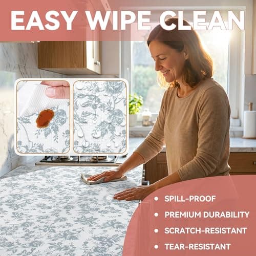 RAY STAR 18 x 8 Inch Shelf Liner for Kitchen Cabinets, Non-Adhesive Cabinet Liner Washable, Drawer Liner for Dresser Non-Slip Bathroom [Silver Wisteria Mist] - Thumbnail 4