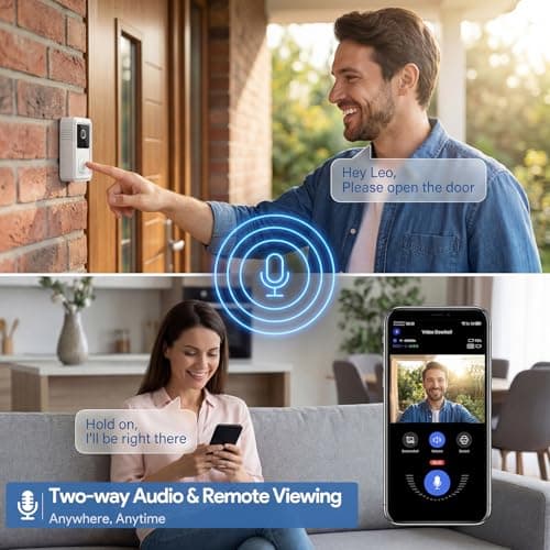 Video Doorbell Camera Wireless with Chime, Live View 2-Way Audio, Smart Ring Doorbell with HD Night Vision, Rechargeable Battery-Powered, 2.4GHz Wi-Fi Support, Cloud Storage, Advanced Home Security. - Thumbnail 2