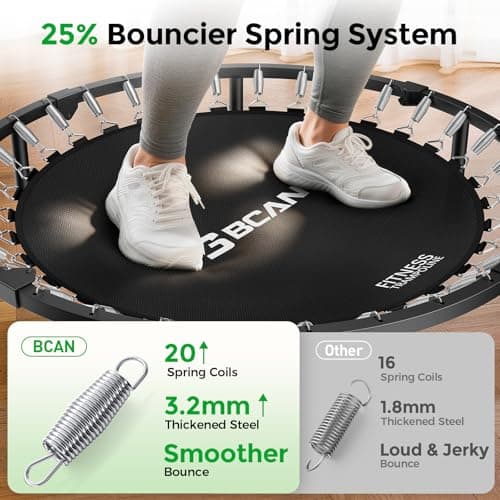 BCAN 40" Foldable Mini Trampoline, Rebounder Trampoline for Adults, Adjustable Foam Handle, Exercise Rebounder for Adults Indoor/Garden Workout, Max Load 330lbs, Green - Thumbnail 2