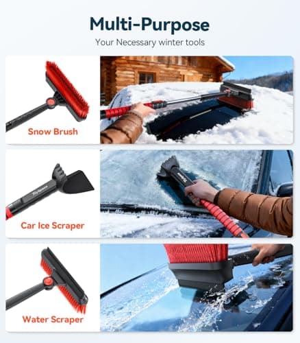 TrySpace All-Around High-Efficiency Cleaning 39 inch Extendable Snow Brush and Ice Scraper with Squeegee, Ice Scrapers for Car Windshield, Truck, SUV Snow Removal Tool, Winter Car Accessories - Thumbnail 2