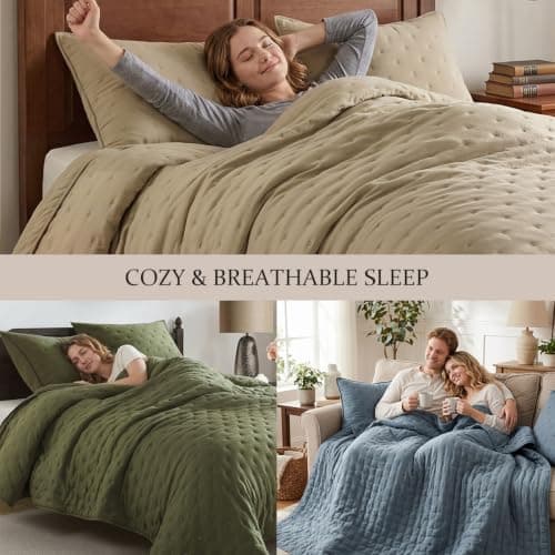 ROARINGWILD Burnt Orange Quilt Sets King Size with Pillow Shams, King Quilt Bedding Set, Lightweight Soft Bedspread Coverlet, Quilted Comforter for All Season - Thumbnail 5