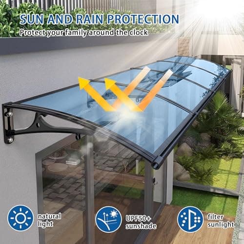 Awnings for Windows Outside - Awning for Door Entrance Aluminum Bracket Awnings 32x64in Front Doors/Windows Overhang Awning Canopy for Porch/Patio/Deck/Cellar UV/Rain/Snow Protection - Thumbnail 4