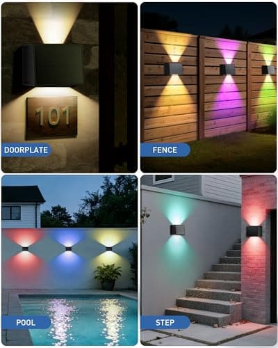 CORESLUX Solar Wall Lights Outdoor, Up and Down Outdoor Solar Lights, IP65 Waterproof Solar Powered, Color Changing Warm Cool Solar Sconce Lights for House/Backyard/Railing/Wall/Step/Patio - Thumbnail 2