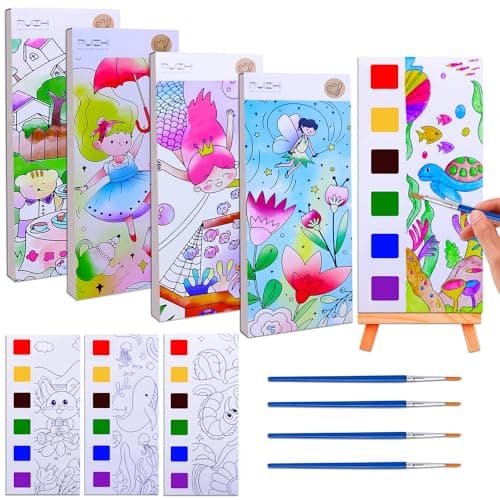 JUNQIU 4Pack Paint with Water Books for Kids Ages 4-8, Mess Free Coloring for Toddlers, Watercolor Coloring Books, Easter Basket Stuffers For Girls Boys, Stocking Stuffers For Kids - Image 1