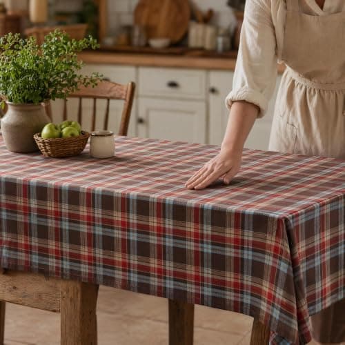 UWWGKK 55x70 Inch Plaid Tablecloth Rectangle Woven Checkered Table Cover