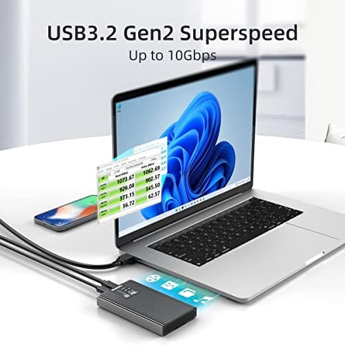 MAIWO NVMe SATA Duplicator Enclosure, M.2 SSD to USB 10Gbps Dual Bay Cloner Enclosure, Support Offline Clone Copy Function (K2022CL) - Thumbnail 5