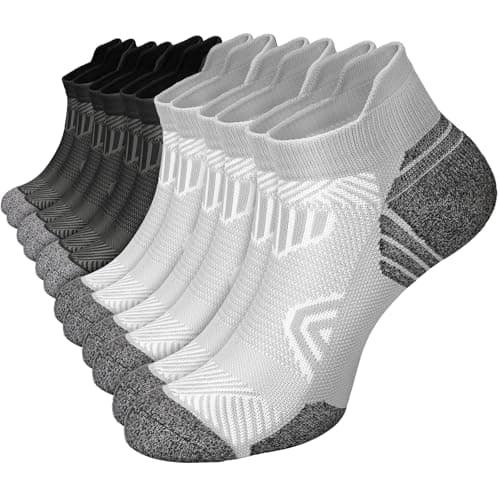 Cushioned Cotton Ankle Compression Socks for Men Women 6 Pairs Wicking Low Cut Arch Support Plantar Fasciitis Socks - Image 1