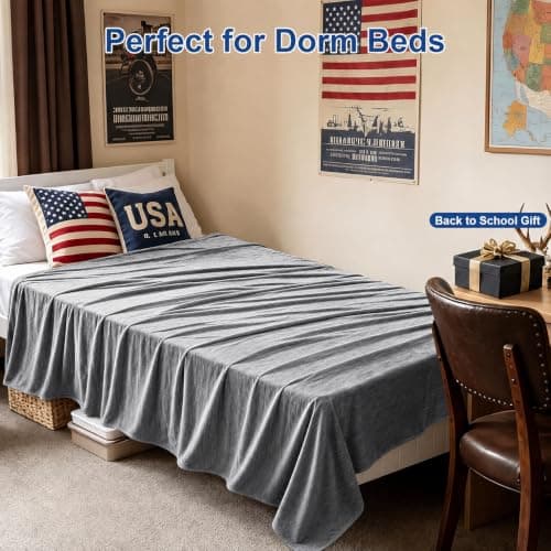 KMUSET Cooling Blanket Twin(60"x80"),Summer Dorm Room Essentials for Guys Girls,Double Sided Summer Cooling Blankets for Hot Sleepers & Night Sweats,Cool Lightweight Blanket,Gifts for Women,Light Grey - Thumbnail 5